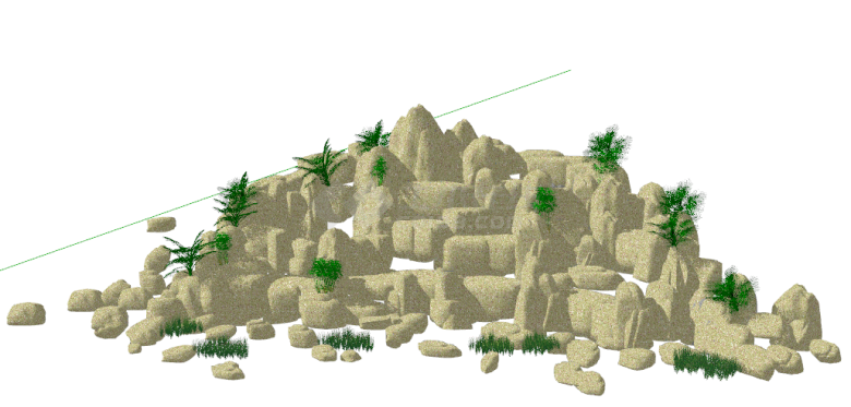 小型仿天然式园林假山su模型-图一