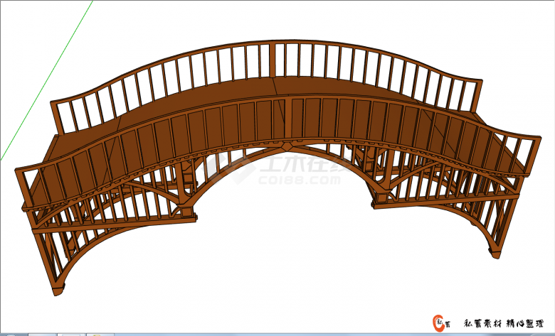 玲珑剔透景区园区拱桥SU模型-图二