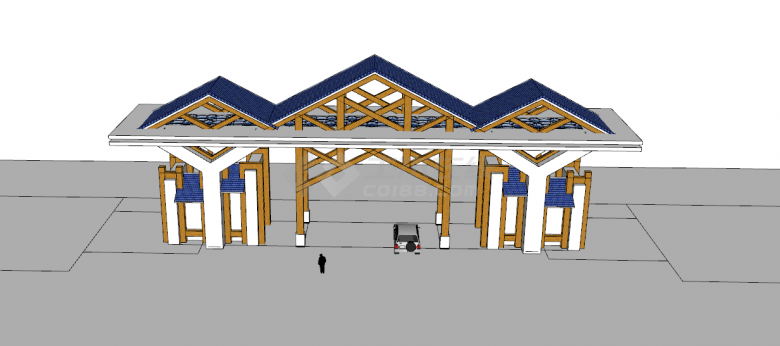 全新北欧景区大门入口su模型-图一