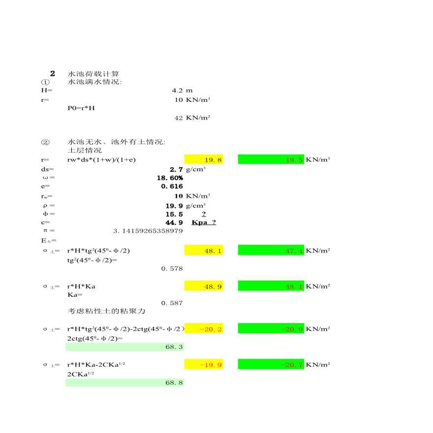 水池单块壁板弯矩值计算表-图二