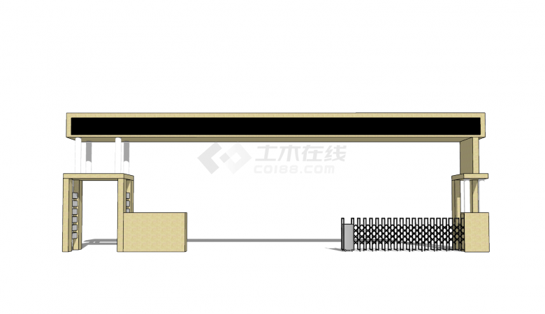 现代化厂区学校大门su模型-图一