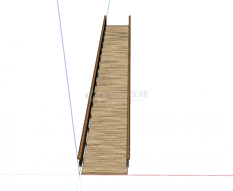 现代化景观木制直板桥梁su模型-图二