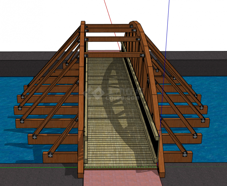 后现代风格宽阔桥梁su模型-图一