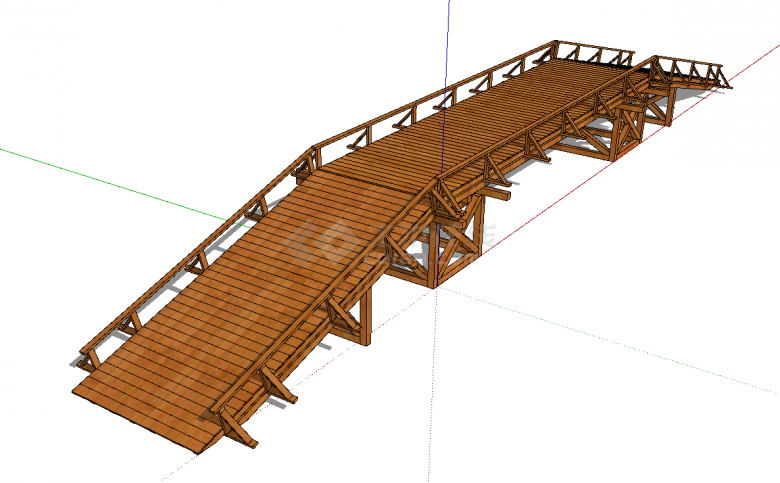 新古典木制人行桥梁su模型-图二