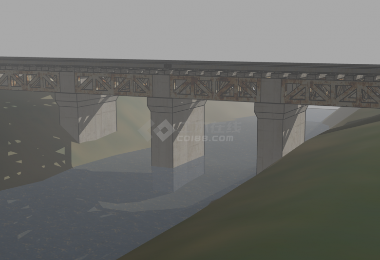 大型梁桥式铁路桥梁su模型-图一