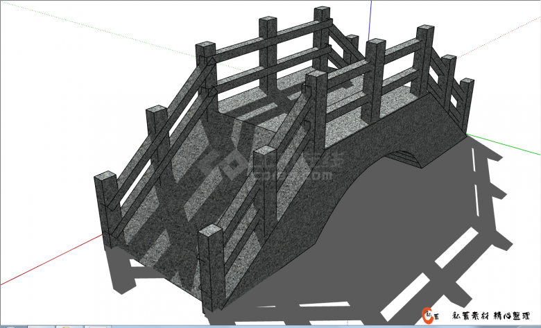 小型景区石桥拱桥的SU模型-图二