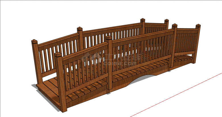 小型观光木拱桥的SU模型-图二