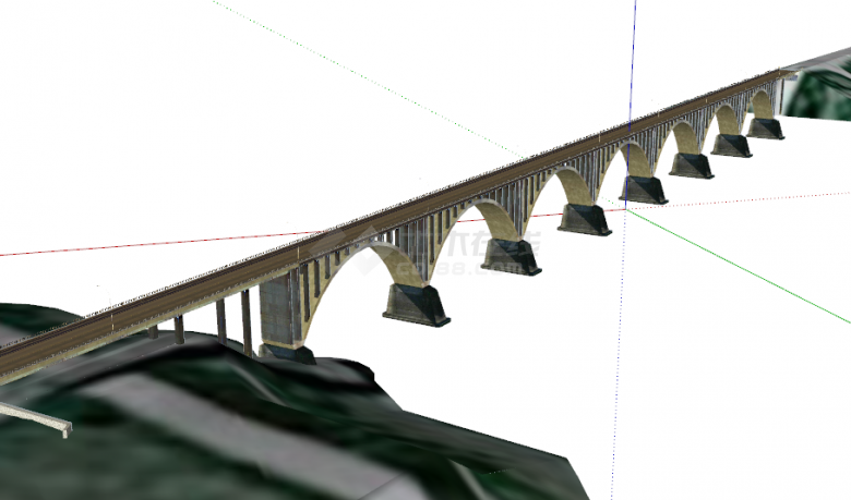钢铁工业风超长多条通道穿行高速桥梁su模型-图一