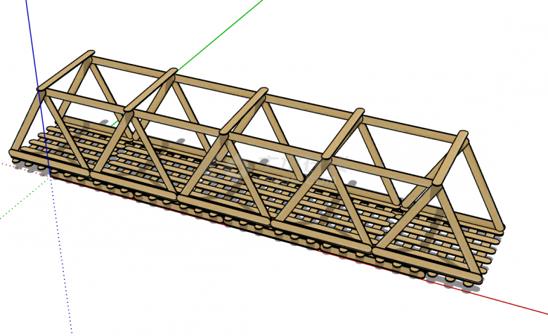 小型木质结构桥梁模板su模型-图一