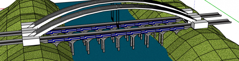 大型新中式刚性拱桥su模型-图一