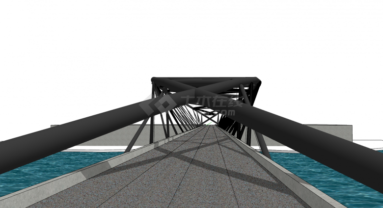 现代化大型砼钢一体化景观桥梁su模型-图二