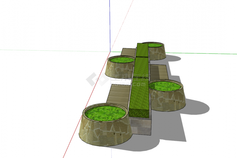 景区方形树池SU模型设计-图一