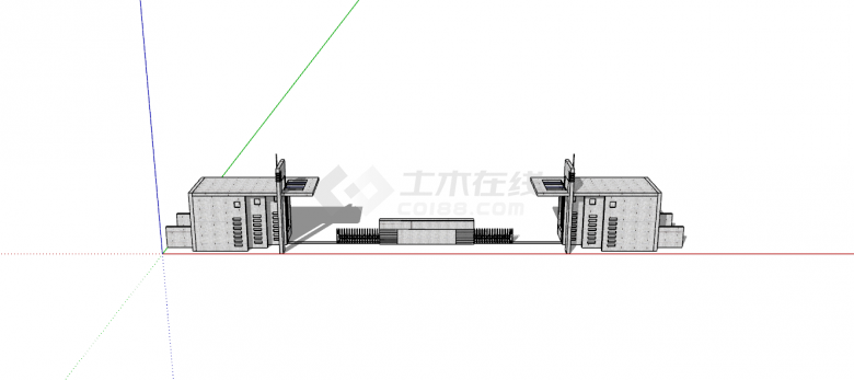 国际学校大门入口SU模型设计-图一