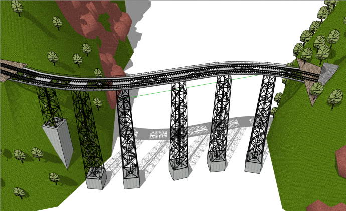 超高简约钢架铁路桥su模型_图1