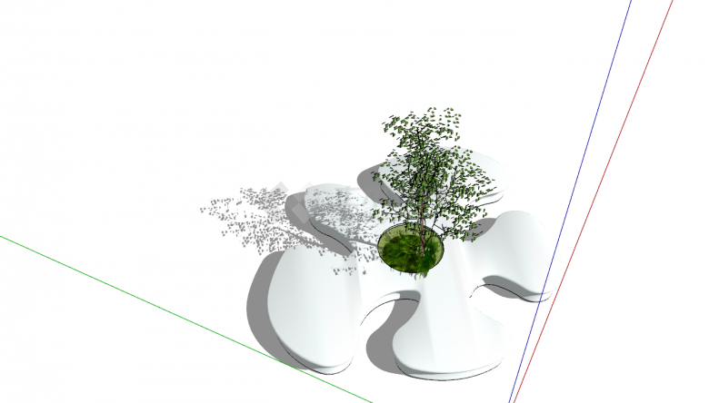 北欧风格创意树池坐池su模型设计图-图二
