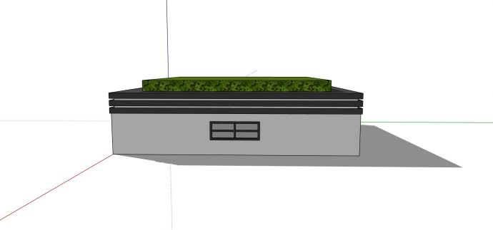 房屋上方绿顶方形树池 su模型_图1
