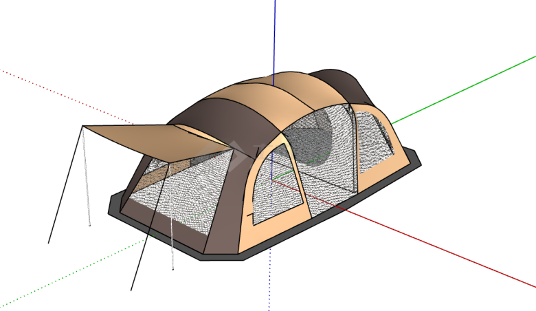小型四面开门休闲帐篷su模型-图一