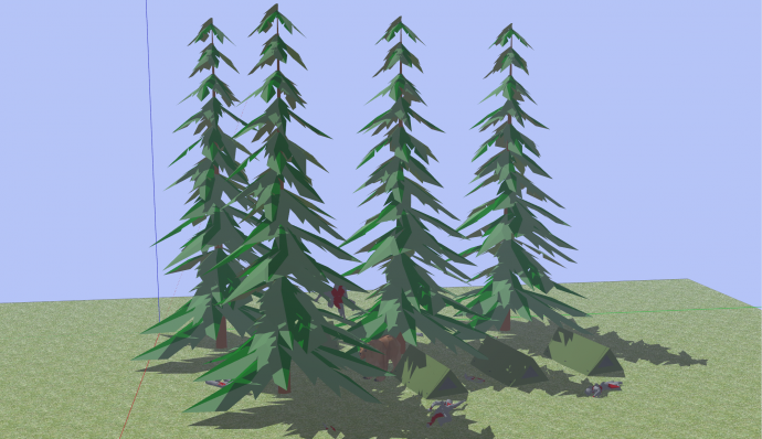森林里的三张简易帐篷su模型_图1