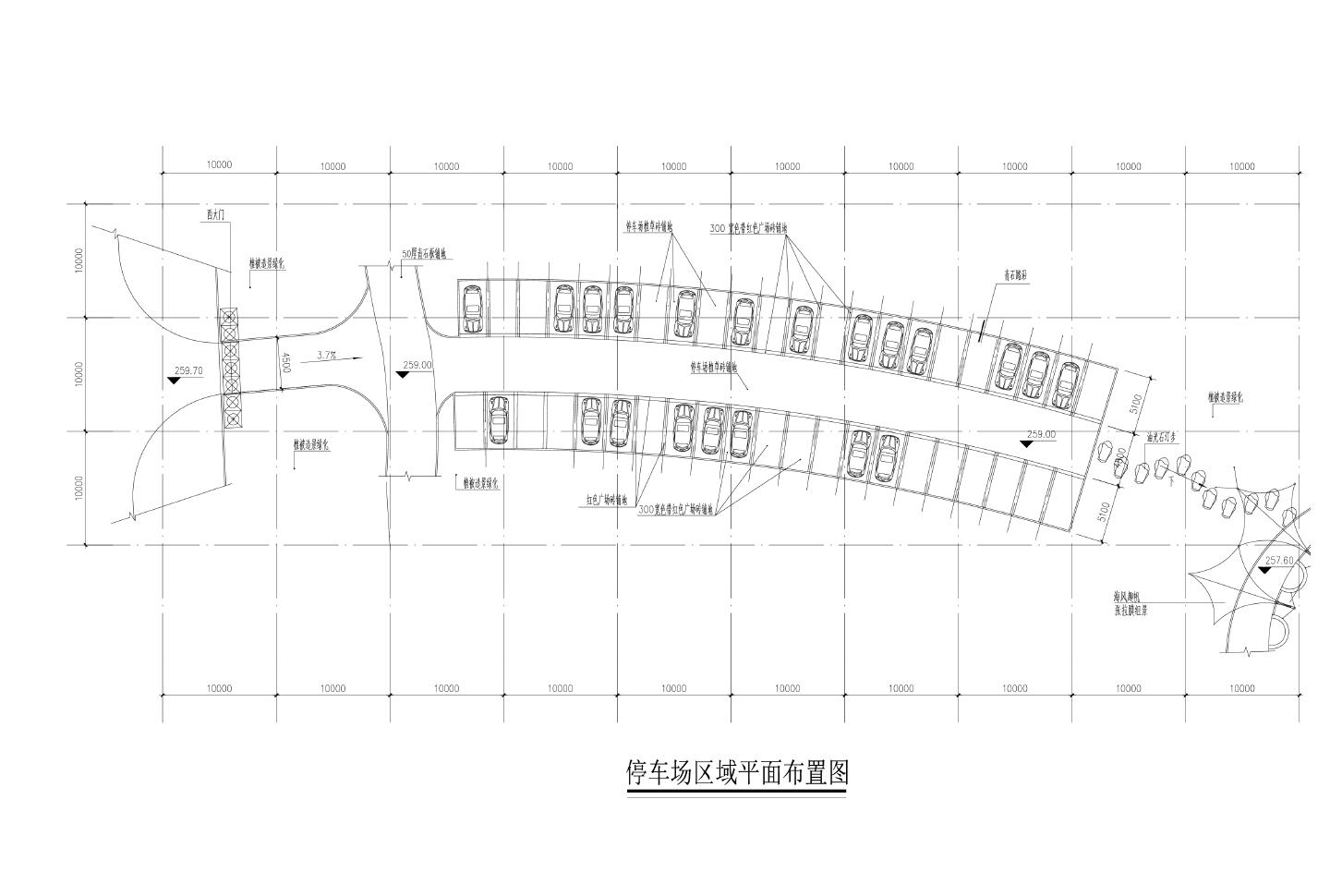 某地大型停车场区域设计图