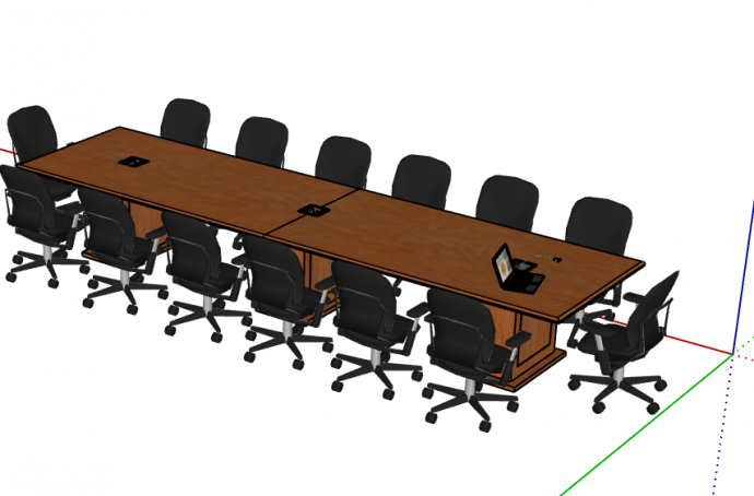 大型传统型会议桌su模型_图1