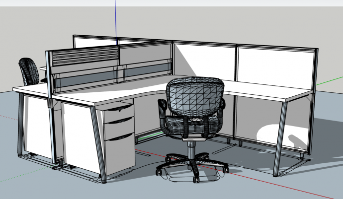 现代风格办公室办公桌su模型_图1