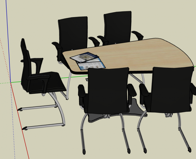 传统型公司舒适小型会议桌椅su模型_图1