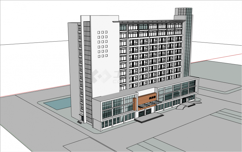 经典现代风格医院方案su模型-图一
