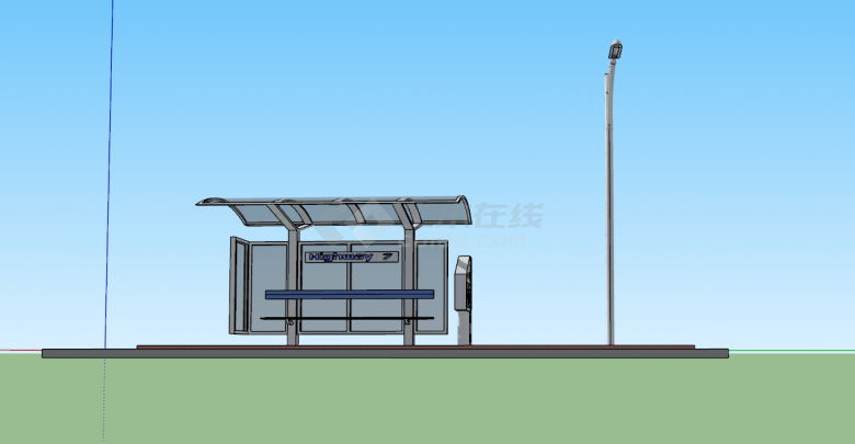 小型公交车站SU模型设计-图一