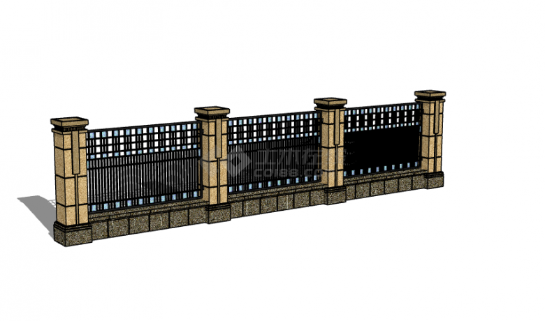 防护栏紧密欧式围墙的SU模型-图二