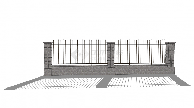 现代风格水泥栅栏围墙su模型-图二