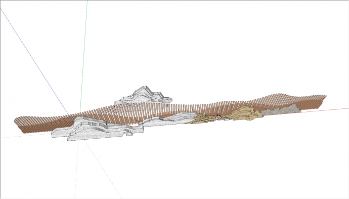 现代巴洛克建筑线条山形山水景墙su模型_图1