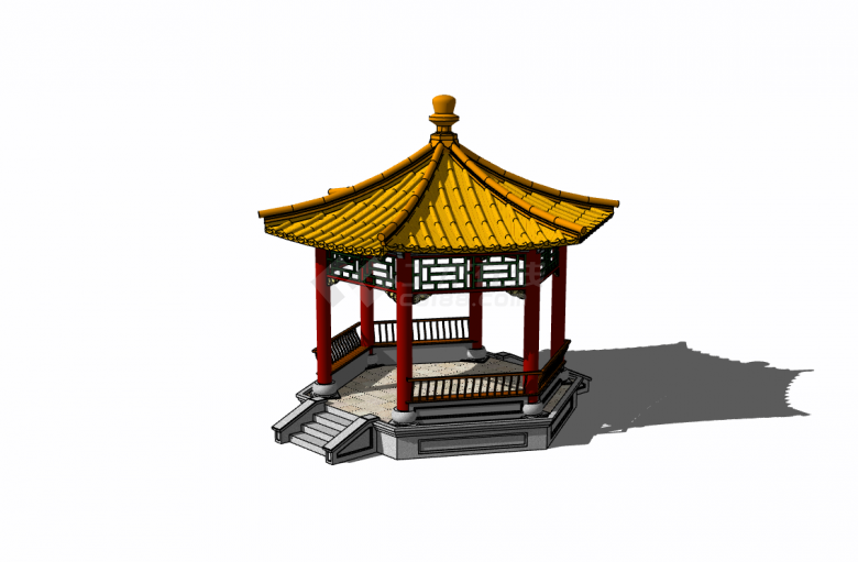 中国风皇室围栏亭子su模型-图二