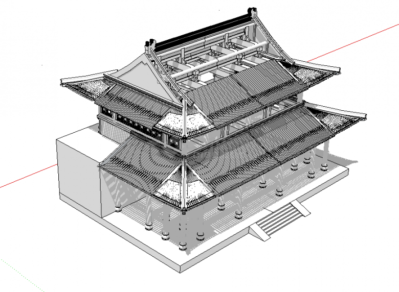 中国经典古建筑大殿su模型-图一