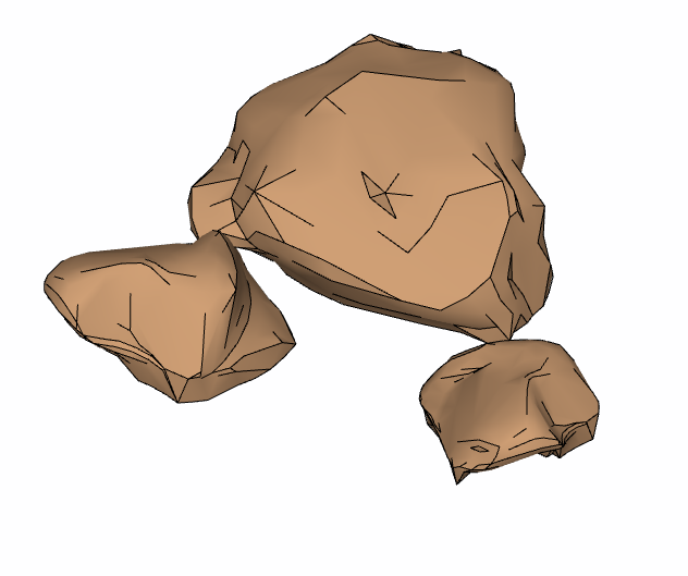 三块土色复古假山置石 su模型_图1