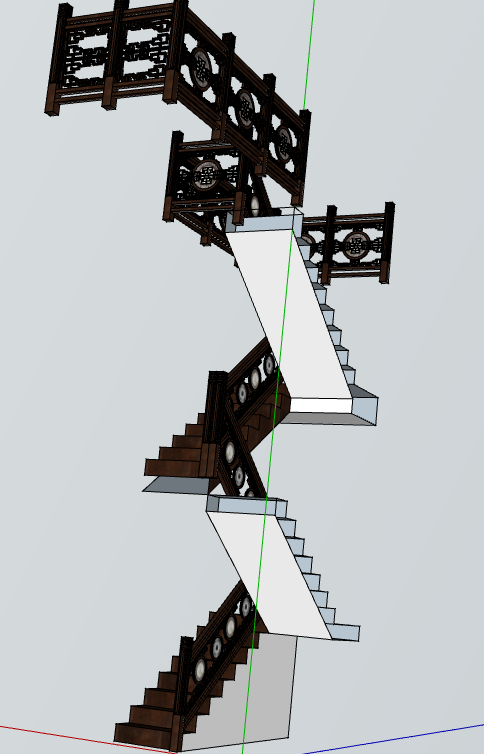 中式木质楼梯su模型-图二