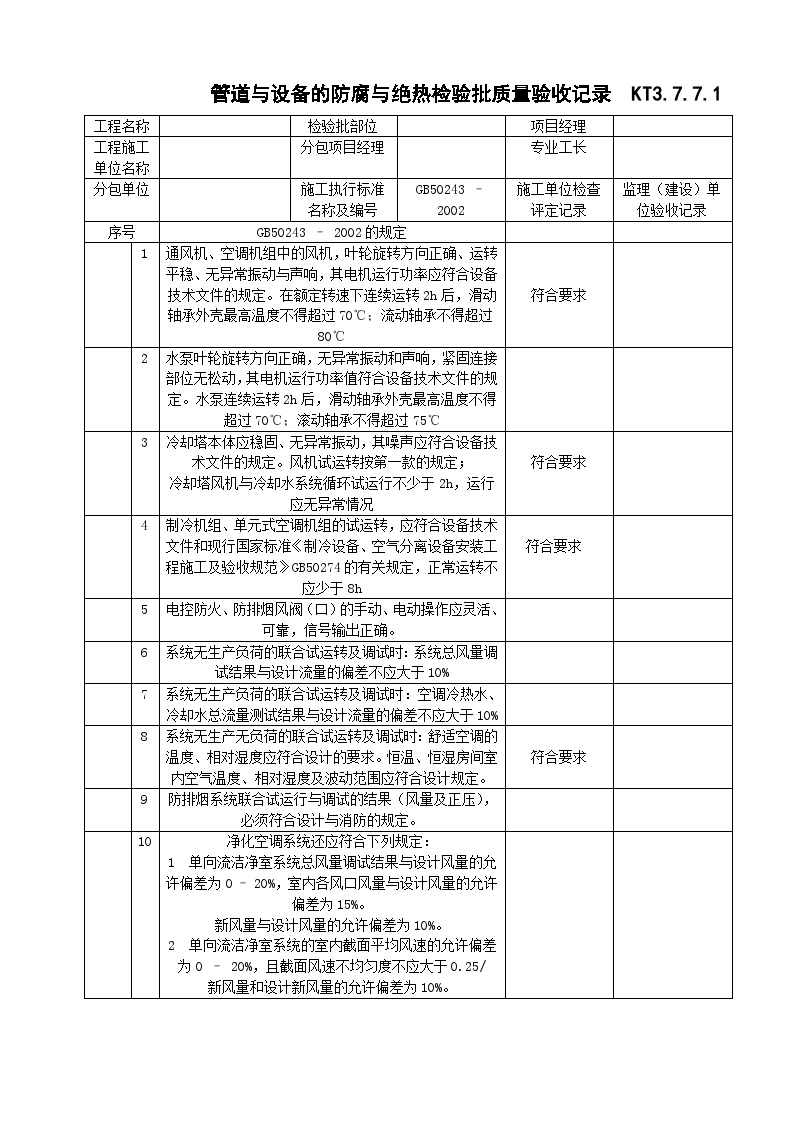 管道及设备的防腐与绝热检验批质量验收记录 KT3.doc-图一