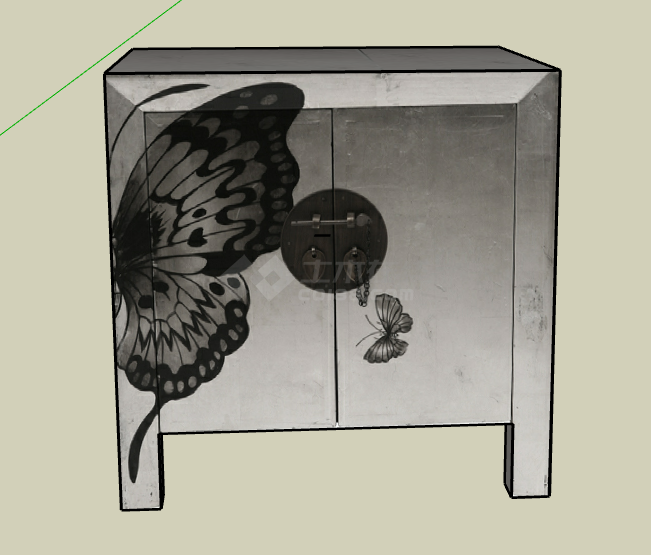 蝴蝶纹椅子中式家具 su模型-图二