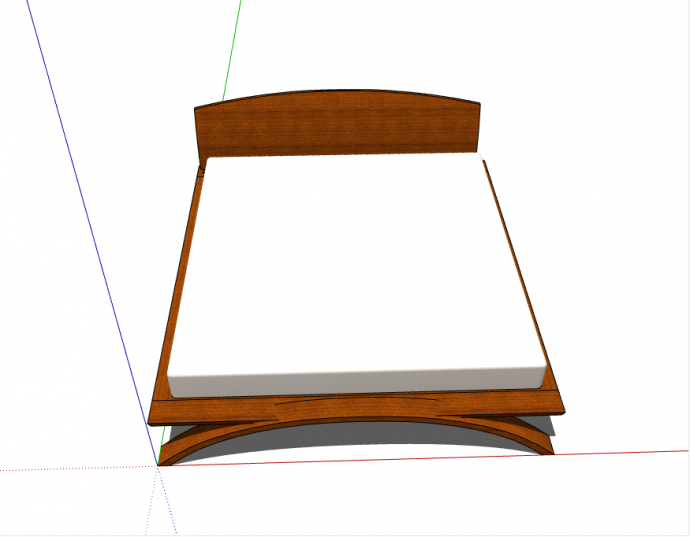 中式木质简单双人床家具su模型_图1