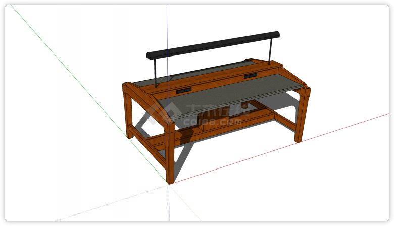 中式创意木制工作台su模型-图一