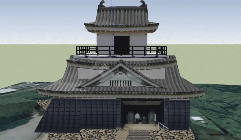 古代宫廷风格的滨松城堡su模型-图二