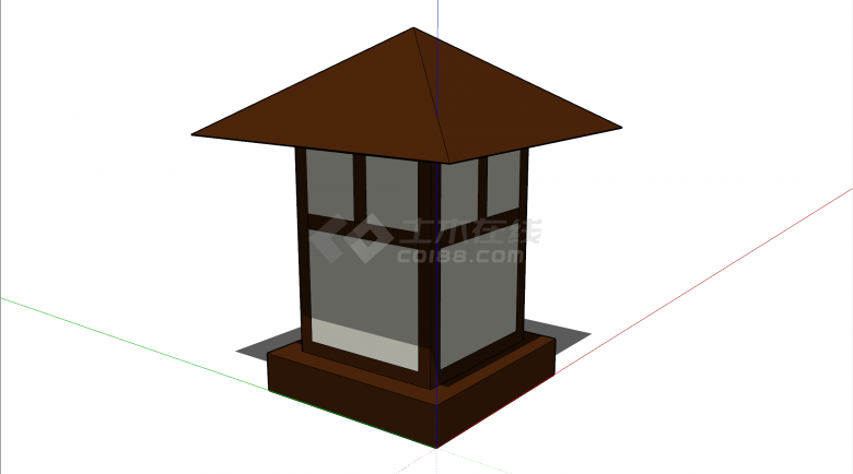 唐风接地灯台设计su模型-图二