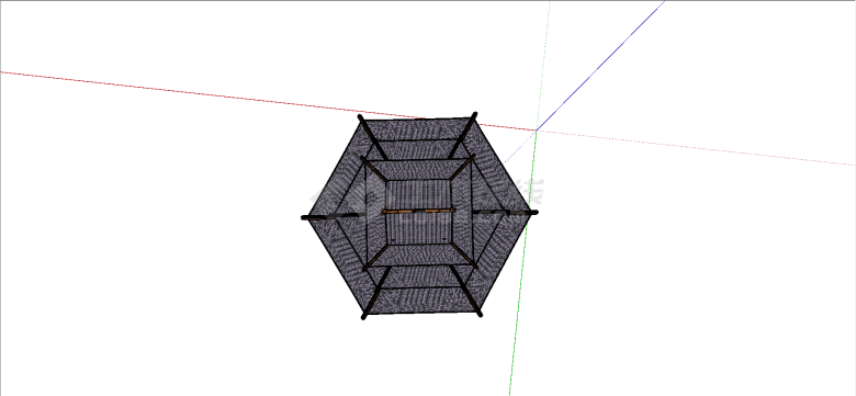 中式三层六边形混合结构塔su模型-图一