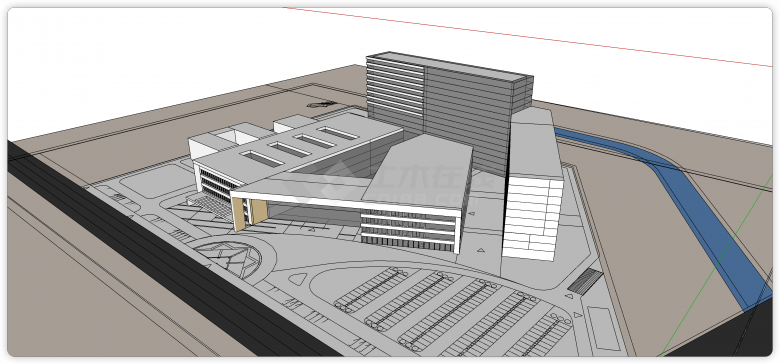 多层多功能医院建筑su模型-图一