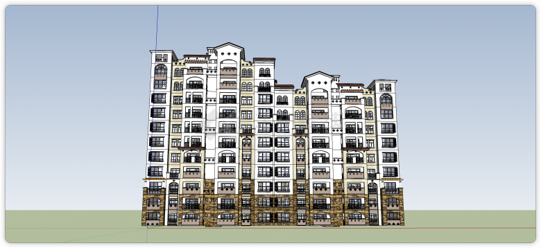 高低错层地中海风格住宅su模型-图二