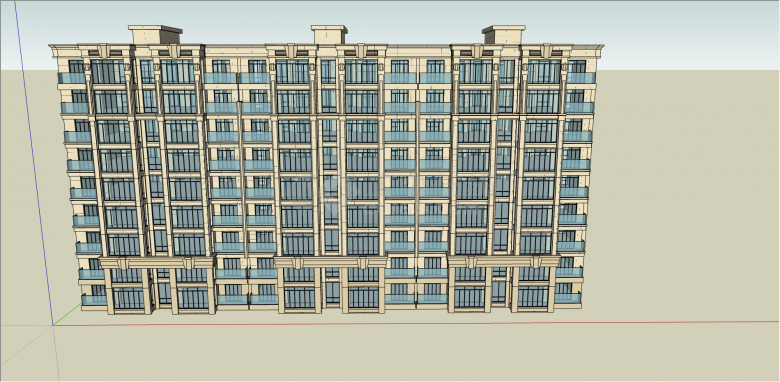 多层带楼顶洋房建筑su模型-图一