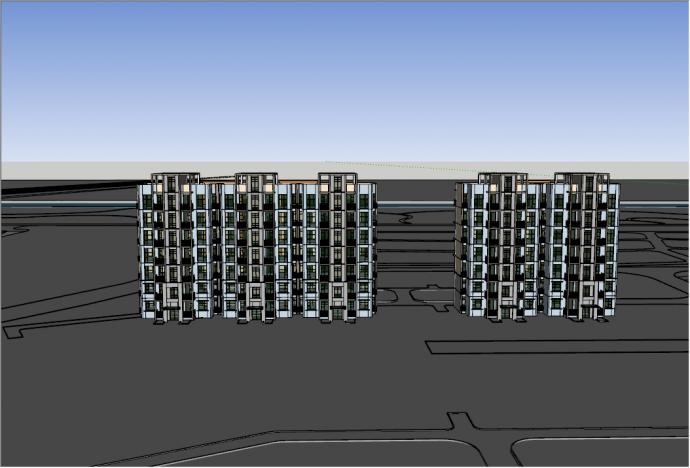 现代框架式多层住宅建筑su模型_图1