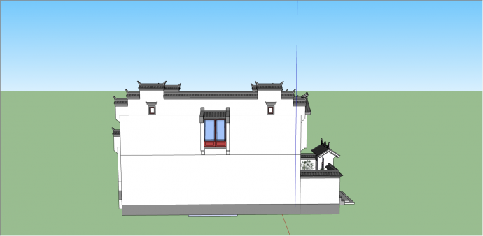 中式复古四合院别墅su模型_图1