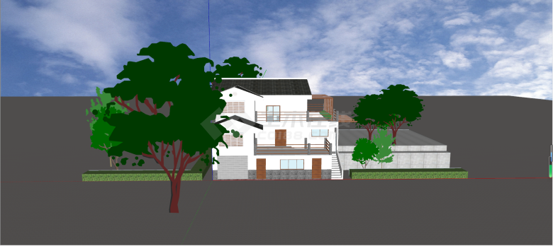 现代风格新农村改造住宅su模型-图一