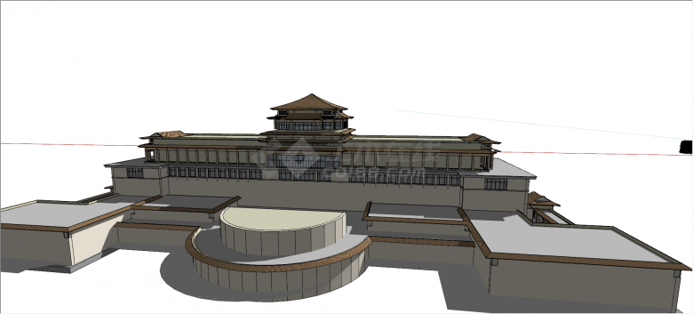 中国美术馆复古风格su模型-图二
