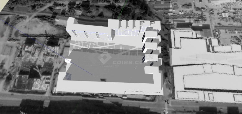 现代半环绕建筑住宅楼su模型-图一